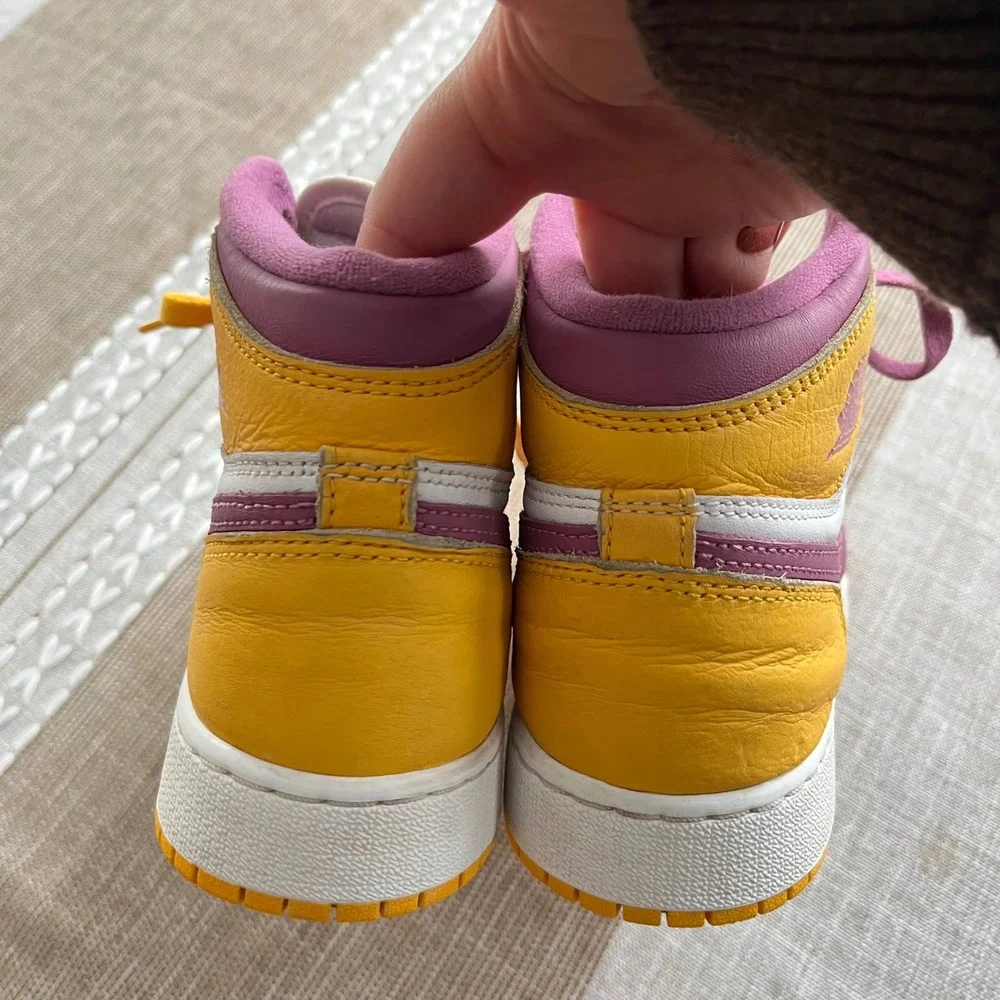 Nike‎ Air Jordan 1 High Kids Yellow Purple White Sneakers Youth
